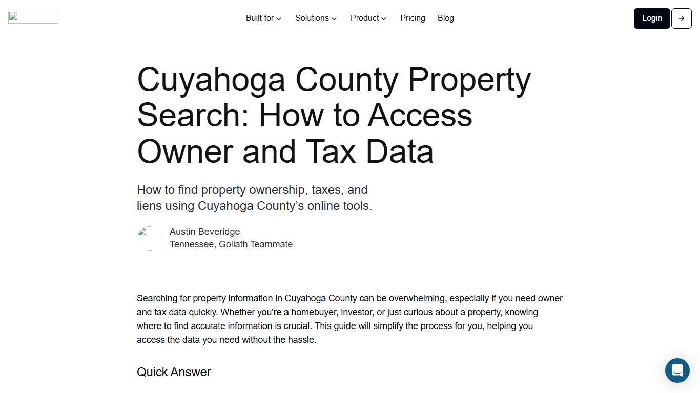 Cuyahoga County Property Search: How to Access Owner and Tax Data - Goliath - Real estate doesn’t wait, neither should you.