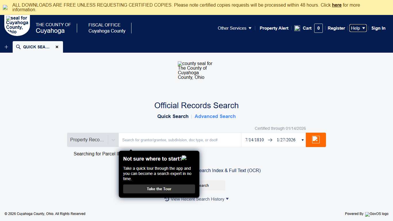 Official Record Search - Quick Search